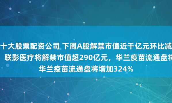 十大股票配资公司 下周A股解禁市值近千亿元环比减少56.93%：联影医疗将解禁市值超290亿元，华兰疫苗流通盘将增加324%