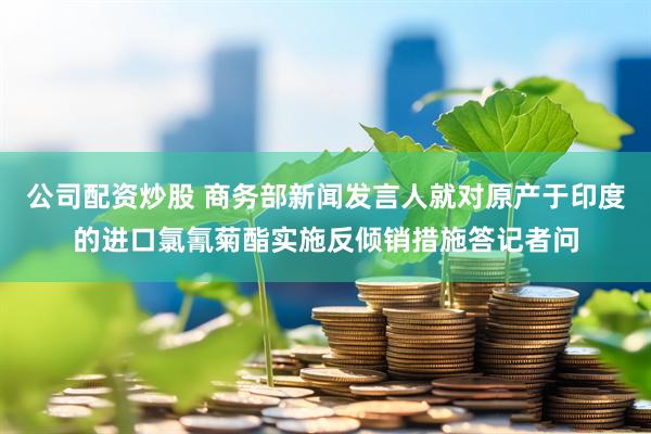 公司配资炒股 商务部新闻发言人就对原产于印度的进口氯氰菊酯实施反倾销措施答记者问